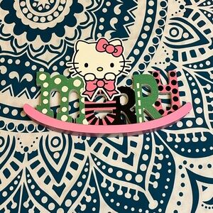 Sanrio Hello Kitty “Merry”Sign Decor - Pink, Green, Black, Red